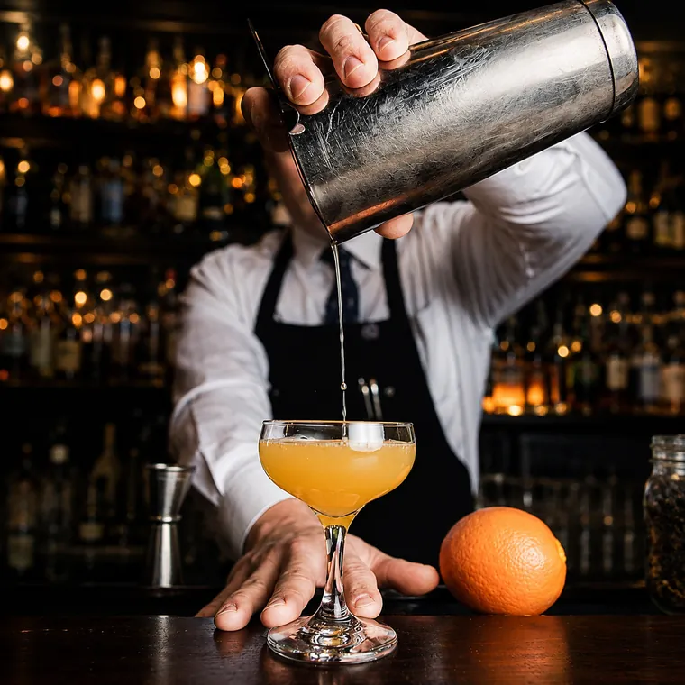 Bartender preparing a cocktail at an event